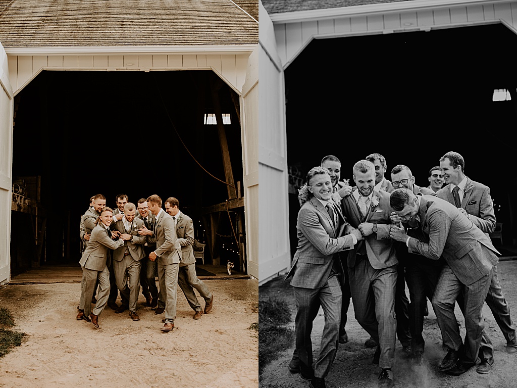 Wisconsin Barn Wedding | Copper Antler | Groom and groomsmen