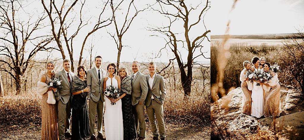 wedding party in beige and grey