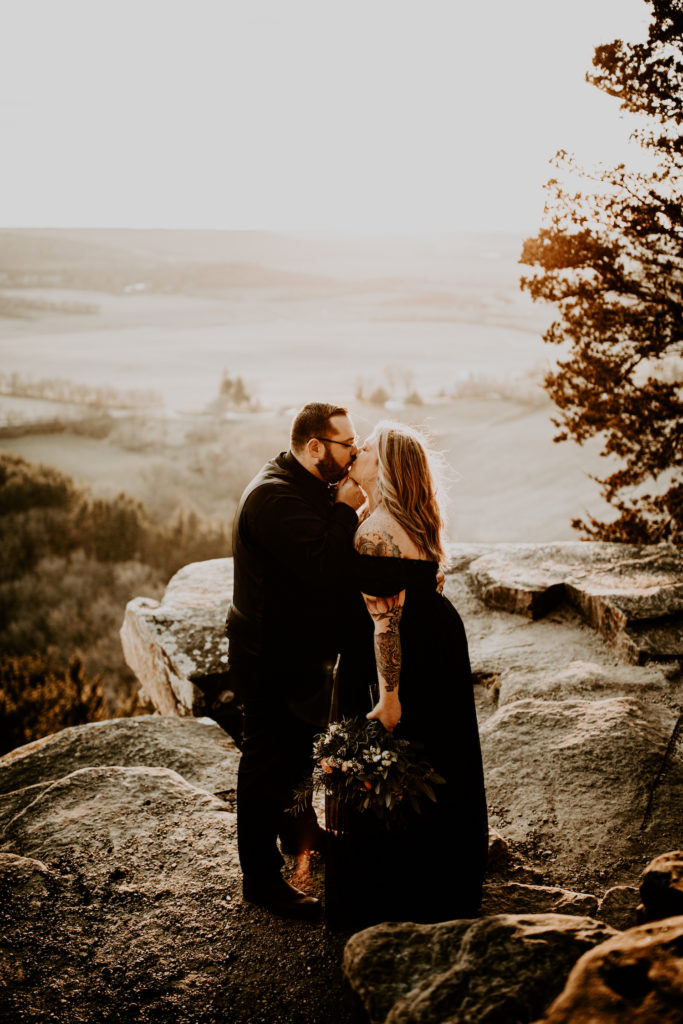 couple eloping in Wisconsin on top of Gibraltar Rock